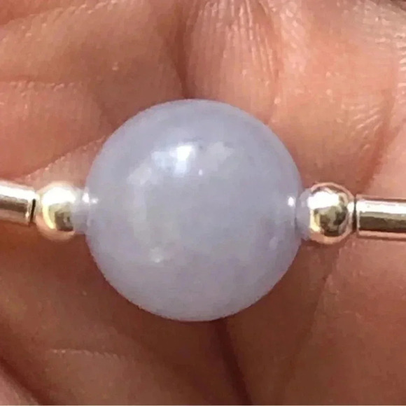 Handmade Blessing Bracelet Stretch 925 Sterling Silver Blue Chalcedony New NWT - Picture 2 of 4